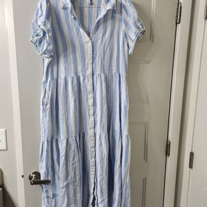 crown & ivy Blue and White Striped Womens Dress